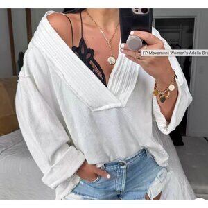 Free People We The Free Thandie Tee - White Size Medium Boho Oversized Slouchy